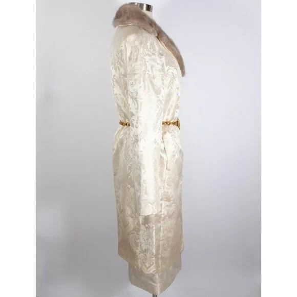 Y2K Dolce&Gabbana skirt suit jacket 42 US 6 Fall 1997 /8 brocade mink fur collar